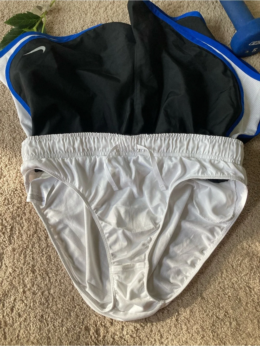 Nike Black Women's Athletic Shorts with Blue Trim